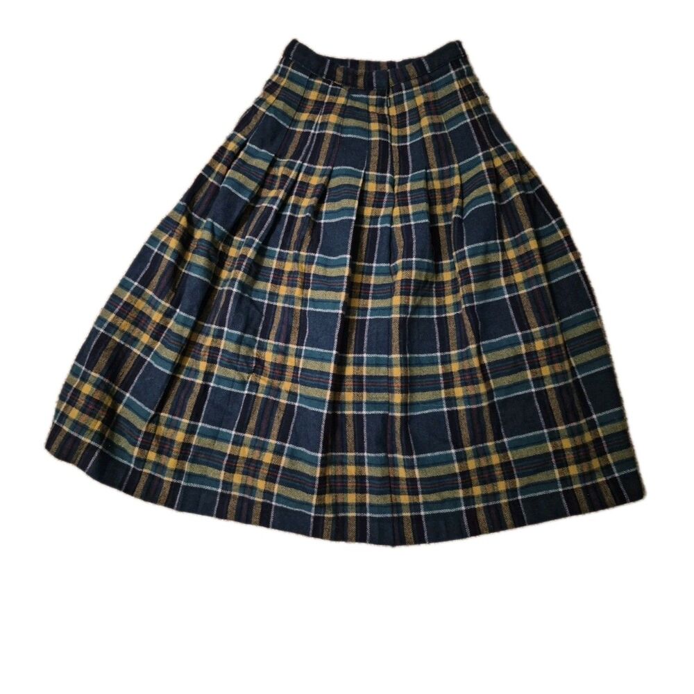VTG Pitlochry Pure New Wool Plaid Pleated Tartan Kilt Skirt Girls 12 Scotland